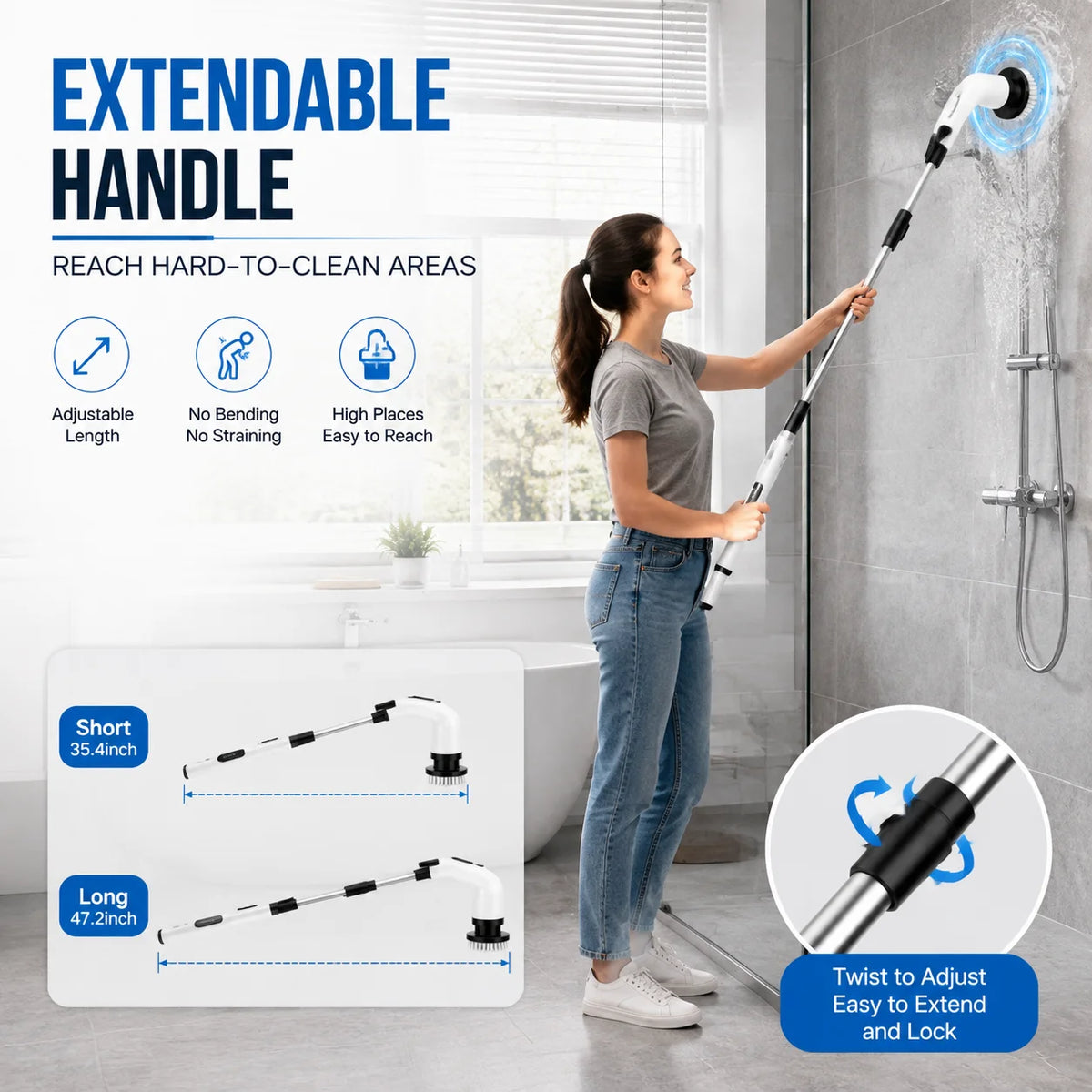 Cordless Electric Spin Scrubber With Nine Attachments For Home Use