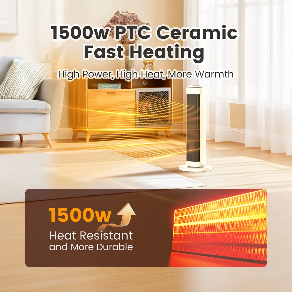 Airmate Ceramic Tower Space Heater With Thermostat And Remote