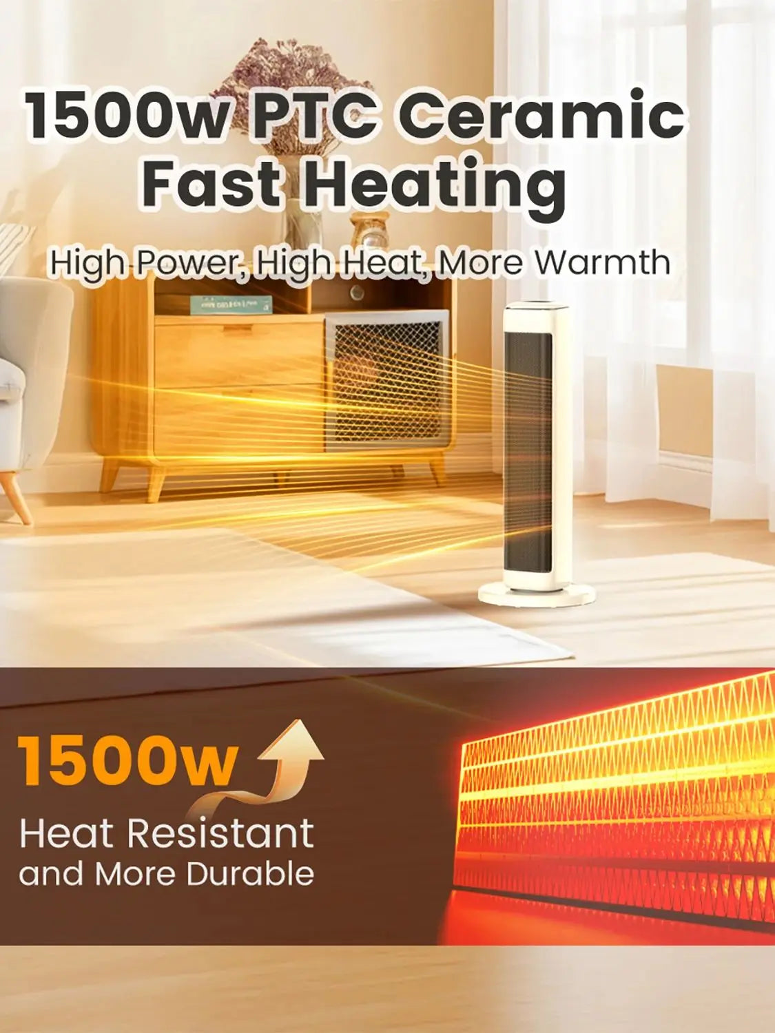 Airmate Ceramic Tower Space Heater With Thermostat And Remote