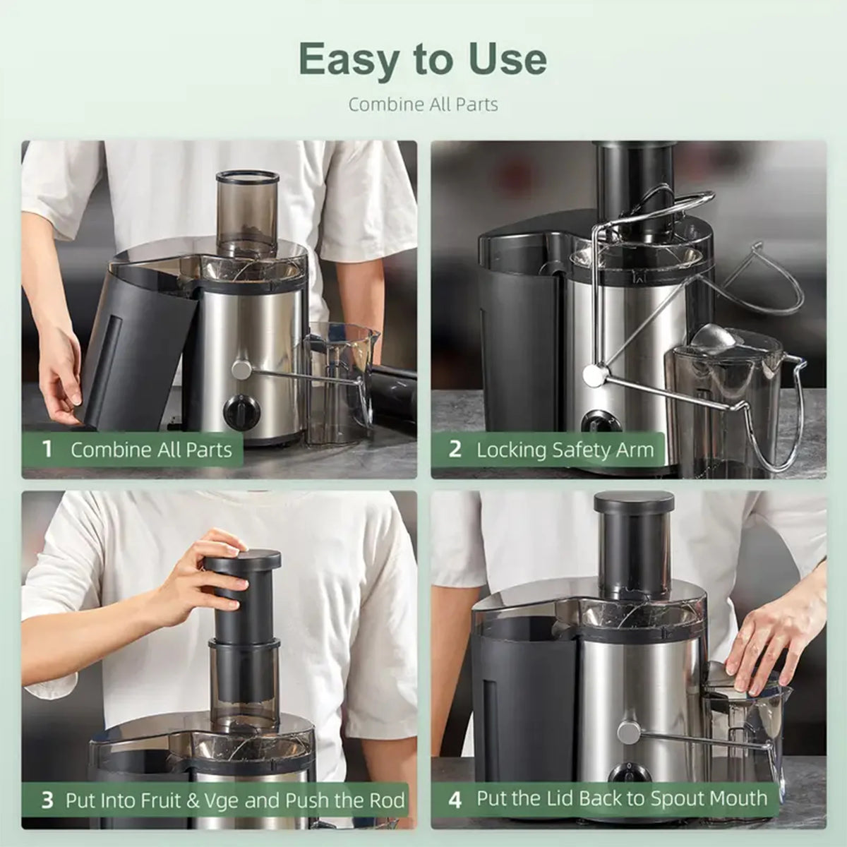 Automatic Juicer With Pulp Ejection for Fruits and Vegetables