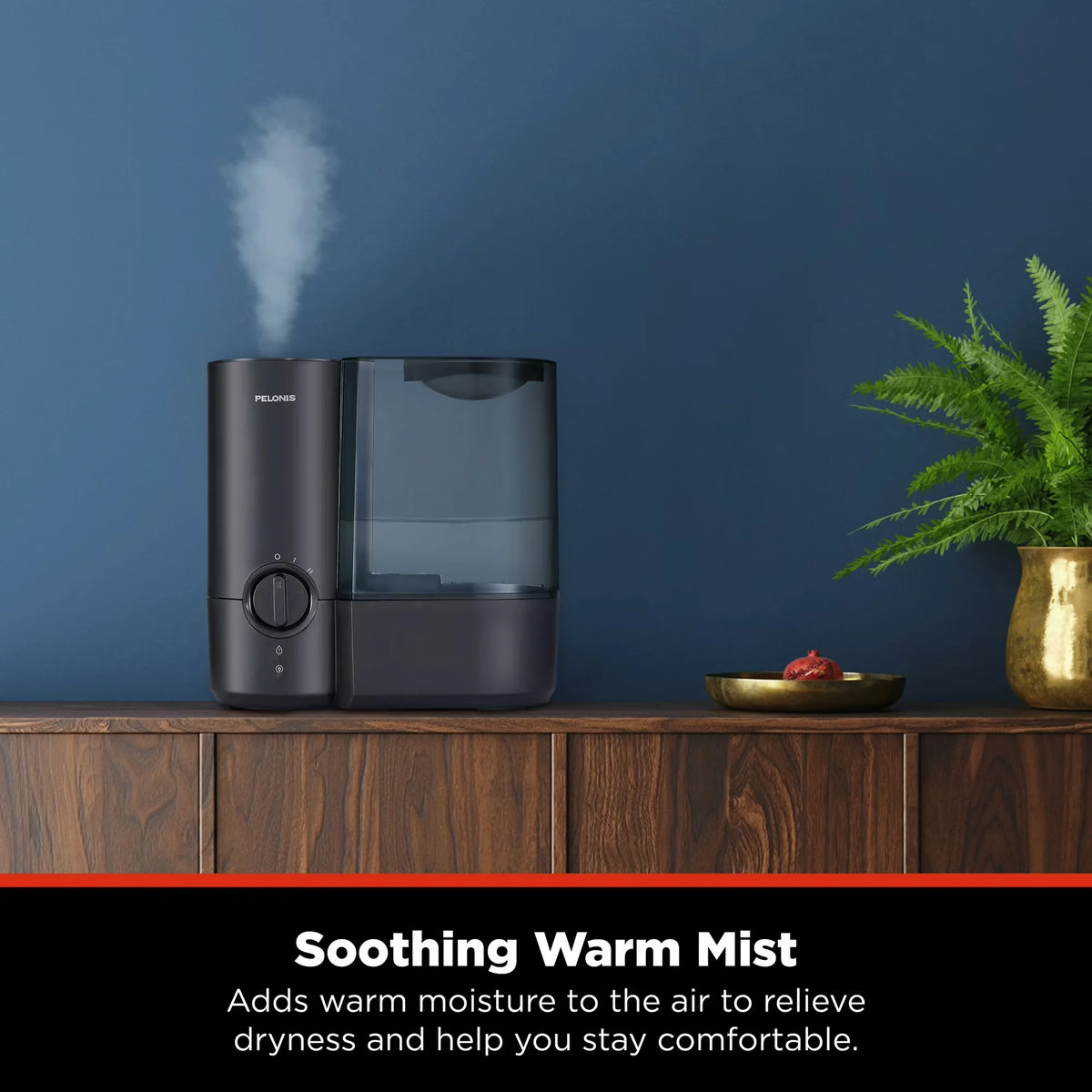 Pelonis Warm Mist Humidifier With Quiet Operation And Night Light