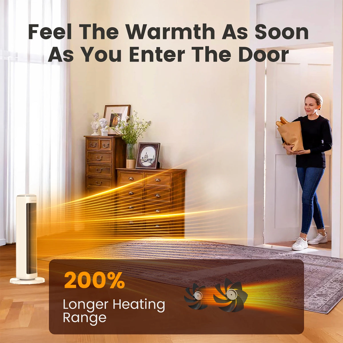 Airmate Ceramic Tower Space Heater With Thermostat And Remote
