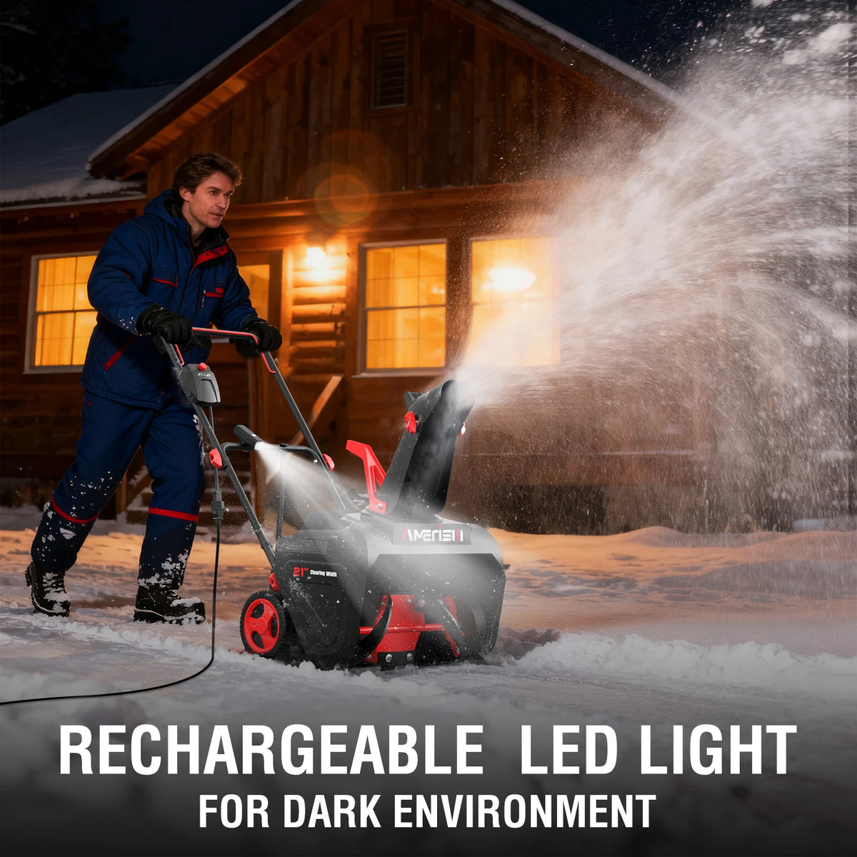 PowerSmart Electric Snow Blower With LED Light And Rotating Chute