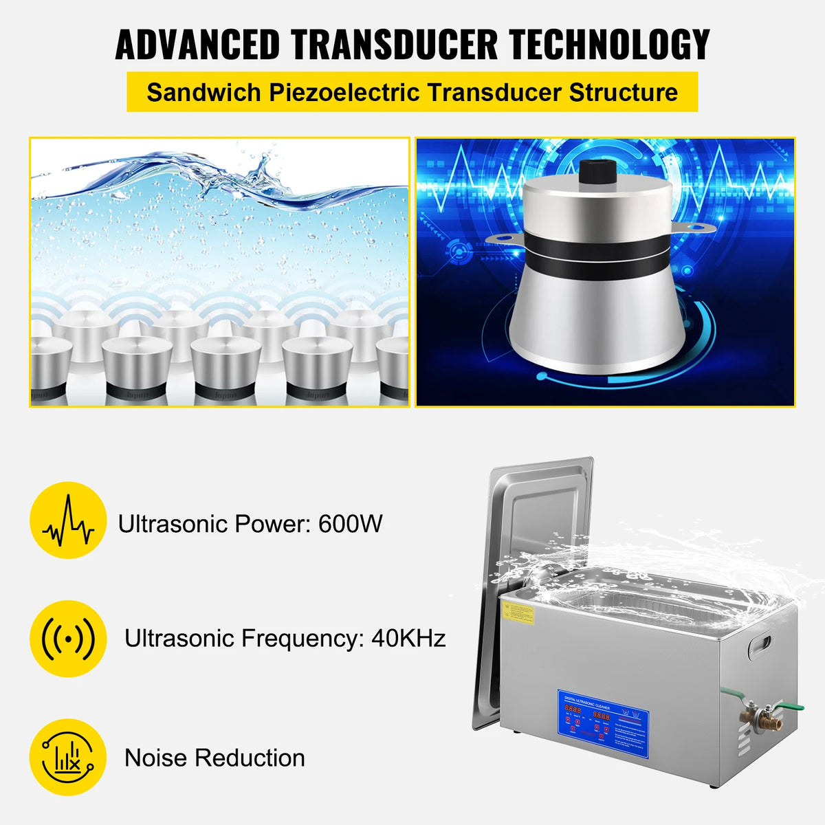 SucceBuy Portable Ultrasonic Cleaner For Household Dishwashing
