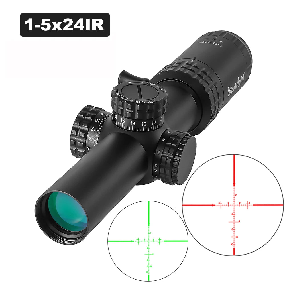 Bestsight 1-5X24 Tactical Rifle Scope With Red Green Illuminated Reticle