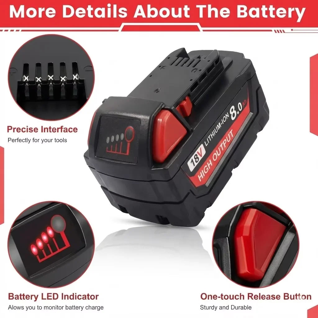 Replacement Battery Compatible With Milwaukee M18 Power Tools