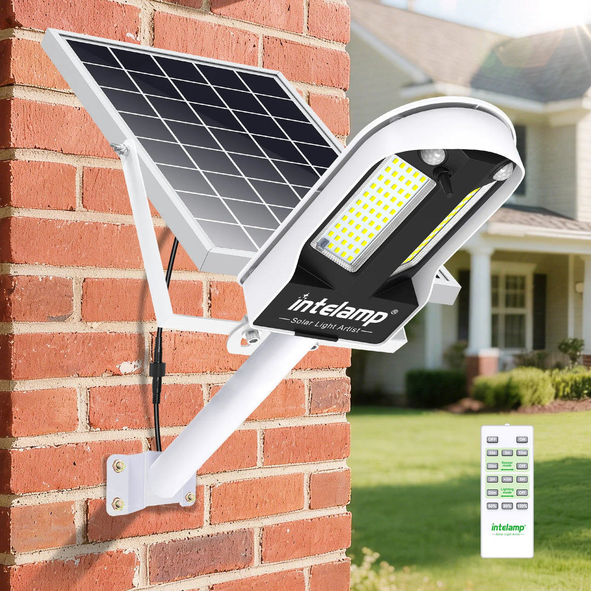 Intelamp Solar Motion Sensor Street Light for Outdoor Security