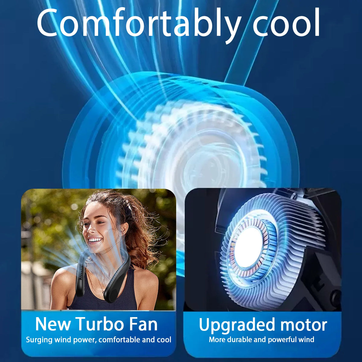 Bladeless Wearable Neck Fan With LED Display USB Rechargeable