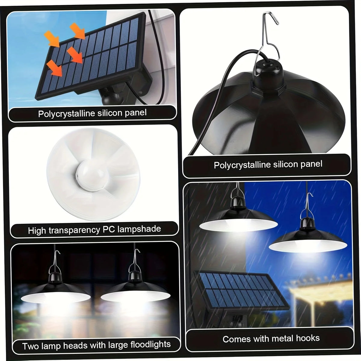 Efficient Solar Dual Head Shed Light Featuring Automatic Sensor Control