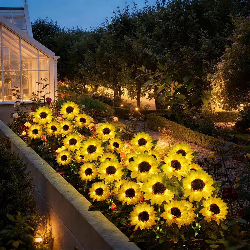 FAMCDC Solar Powered Sunflower Garden Lights Outdoor Waterproof LED