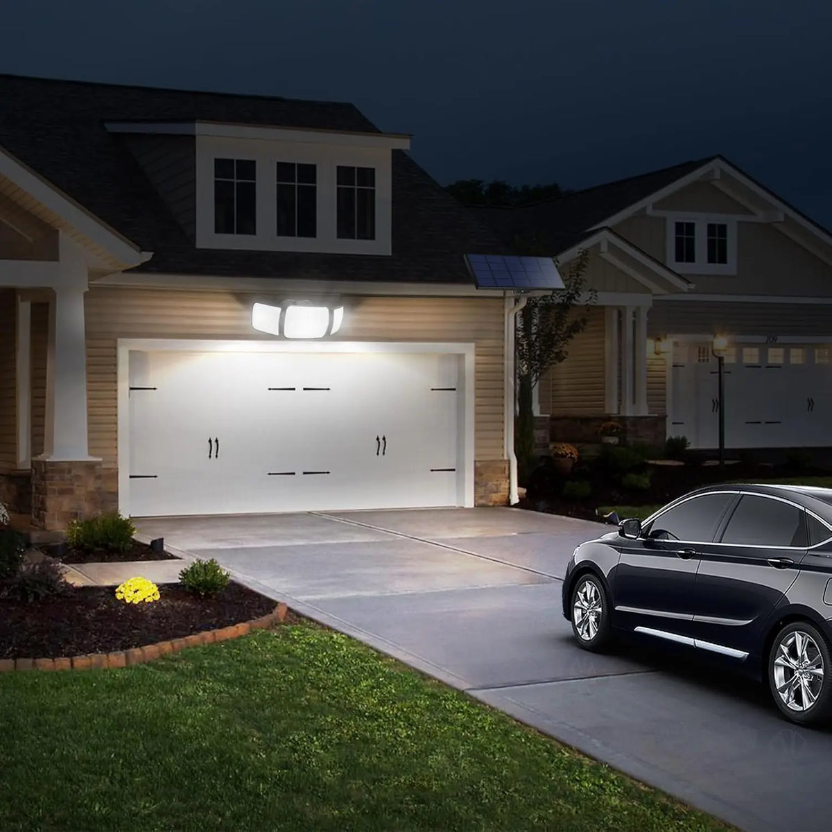 Intelamp Outdoor Solar Security Flood Light With Motion Sensors