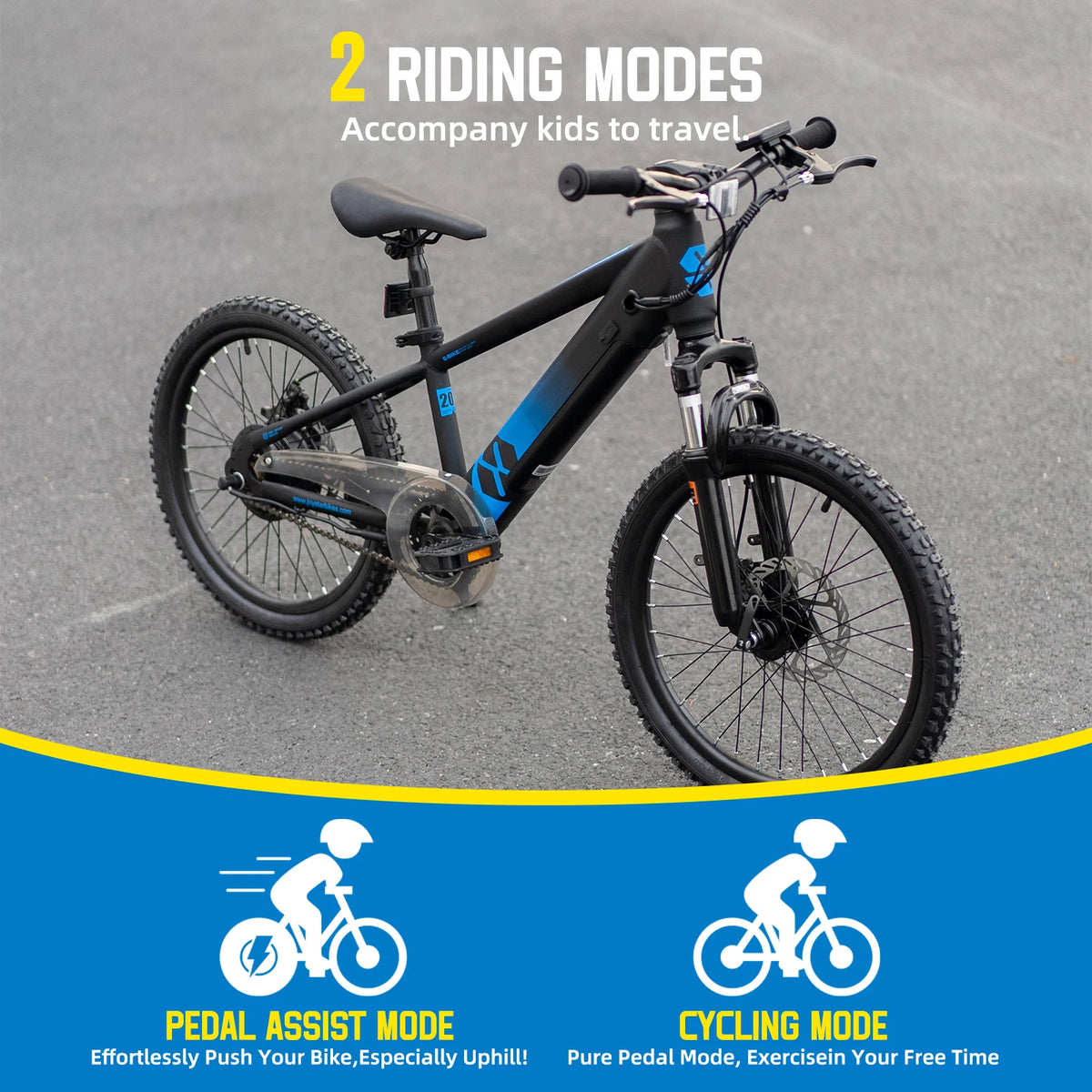 JOYSTAR Kids Electric Mountain Bike With Removable Battery Disc Brakes