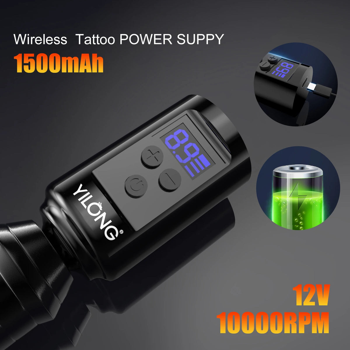 YILONG Wireless Rotary Tattoo Pen Machine Kit With Cartridge Needles