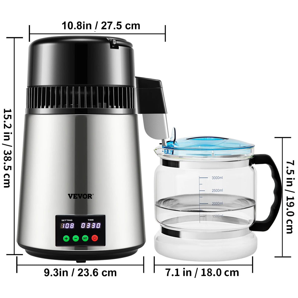 SucceBuy Stainless Steel Water Distiller For Pure Home Drinking Water