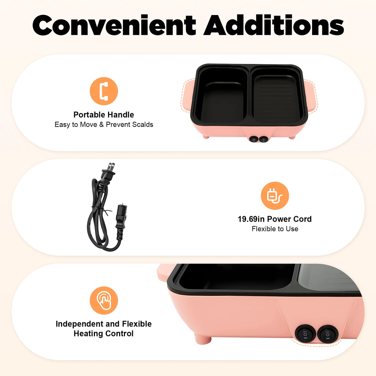 2 In 1 Electric Hot Pot And Griddle For Shabu Shabu Cooking