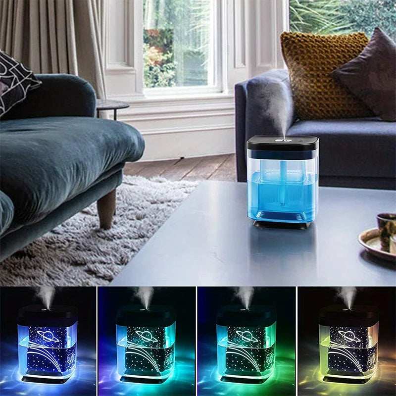 Air Humidifier With Dual Mist Modes And Colorful Nightlight