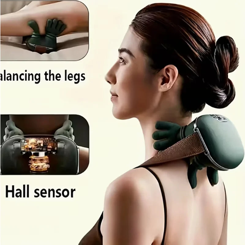 Wireless Bionic Heated Neck And Shoulder Massager With Finger Massage