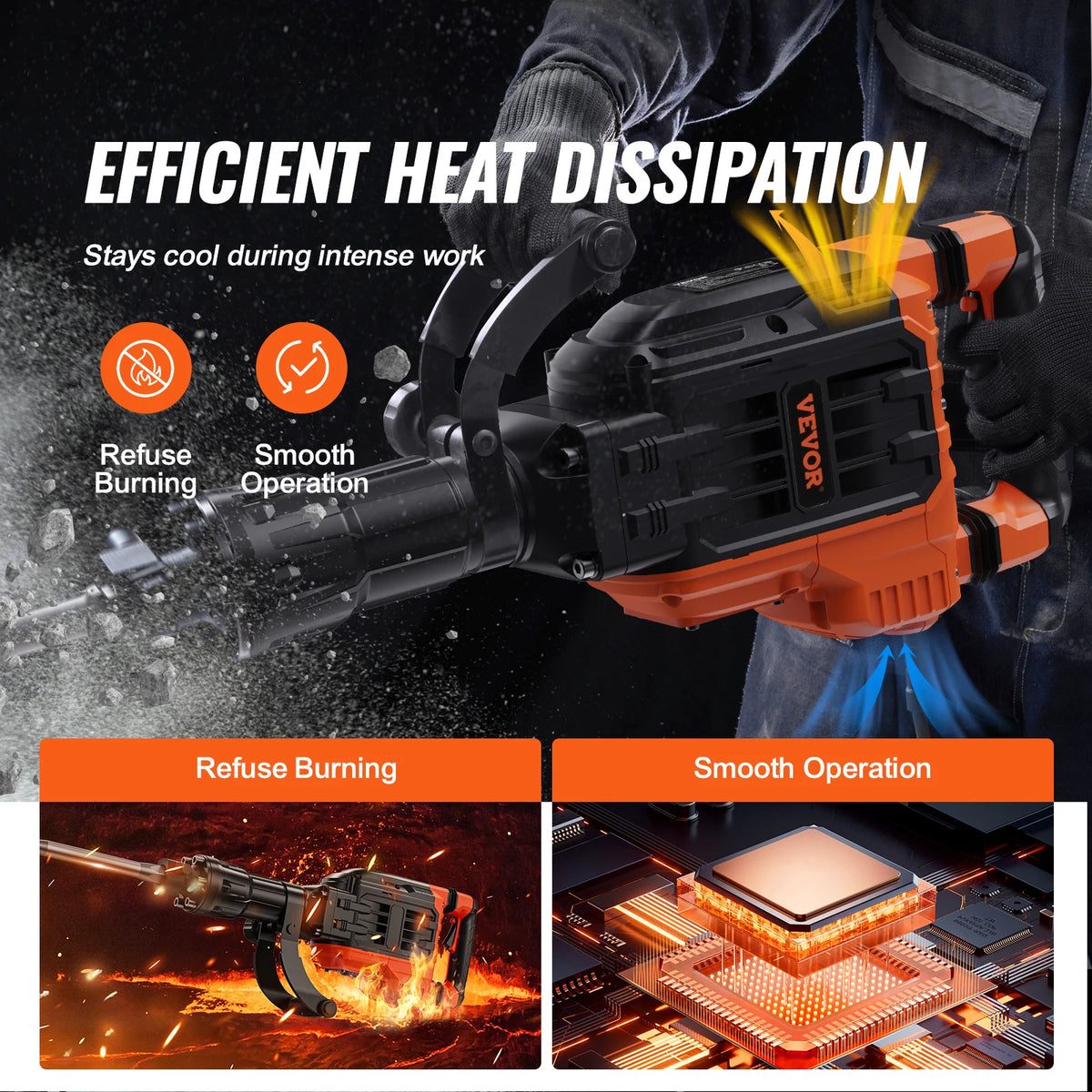 SucceBuy Heavy Duty Electric Demolition Jack Hammer With Chisels