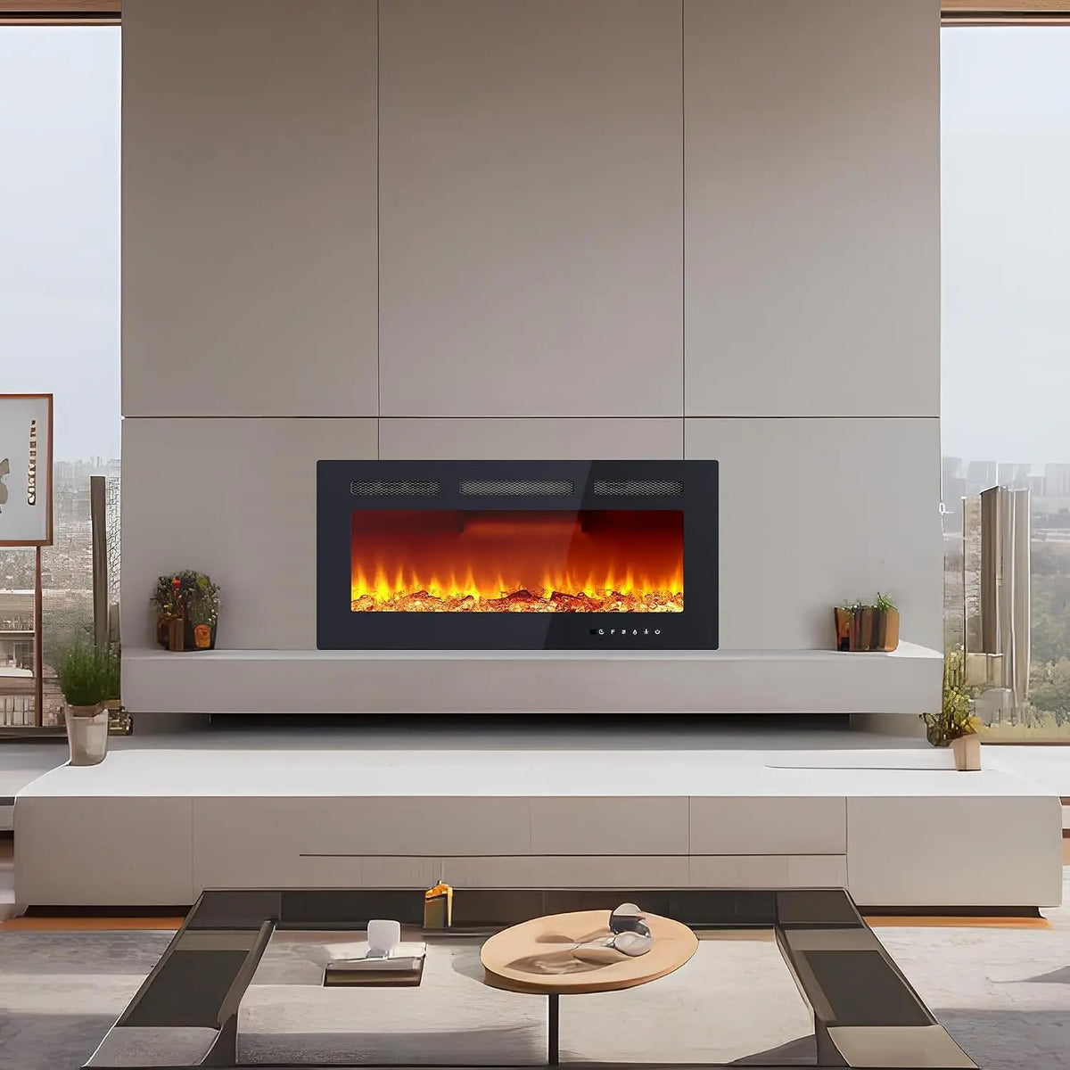 Tacleekii Wall Mounted Electric Fireplace With Remote Control