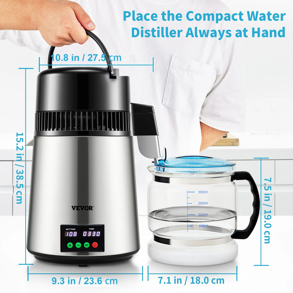SucceBuy Stainless Steel Water Distiller For Pure Home Drinking Water