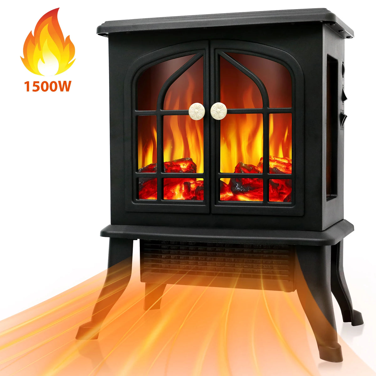 Electric Fireplace Heater With Realistic 3D Flame And Overheat Protection