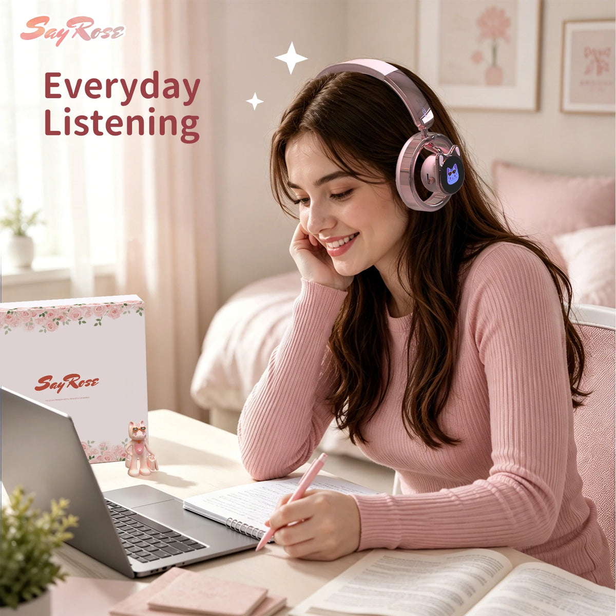 SayRose Cat Ear Open Back Bluetooth Wireless Headphones \
