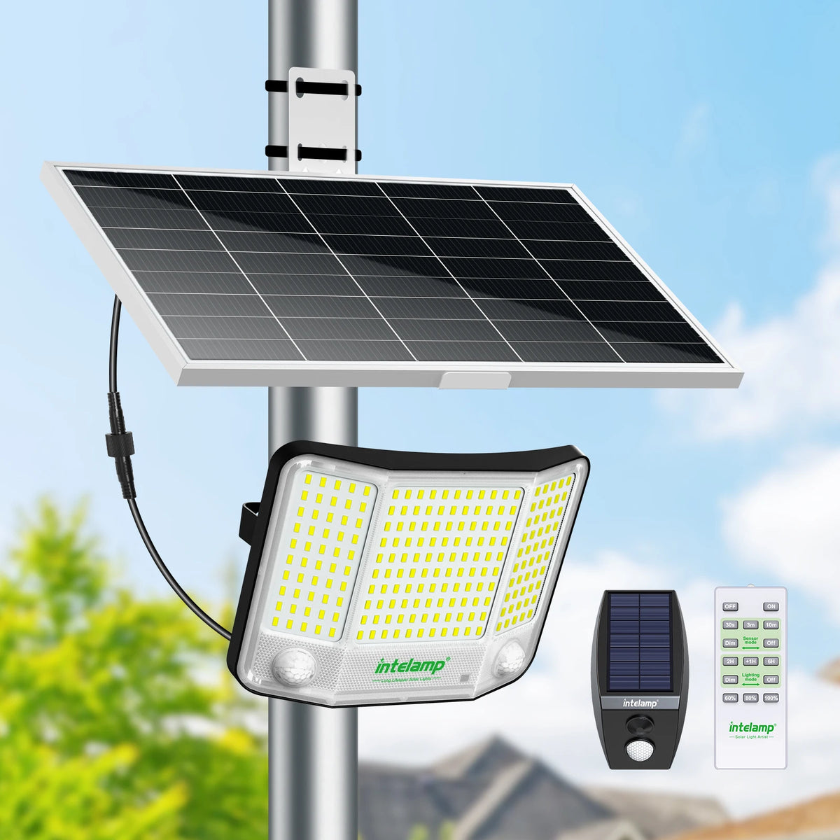 Intelamp Solar Street Flood Light With Dual Sensors for Gardens
