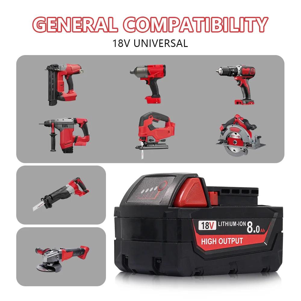 Milwaukee M18 Compatible Li-Ion Replacement Battery Pack For Power Tools