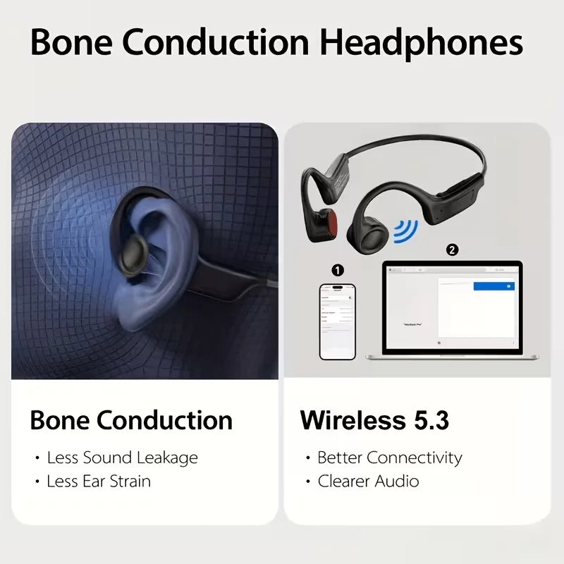 Open Ear Bone Conduction Wireless Sports Headphones With Microphone
