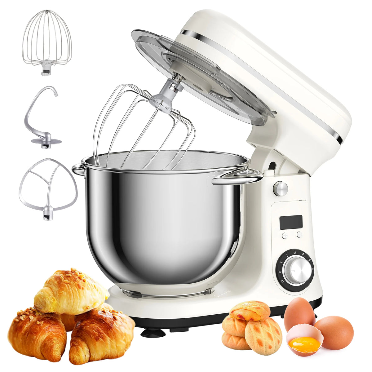 BioloMix 1200W Tilt Head Stand Mixer Dough Hook And Whisk