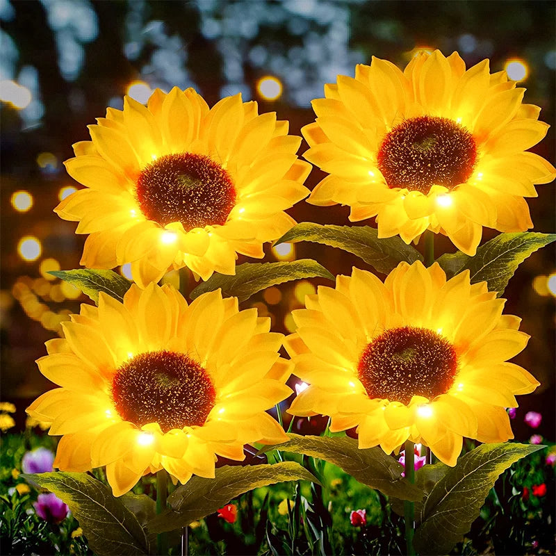 FAMCDC Solar Powered Sunflower Garden Lights Outdoor Waterproof LED