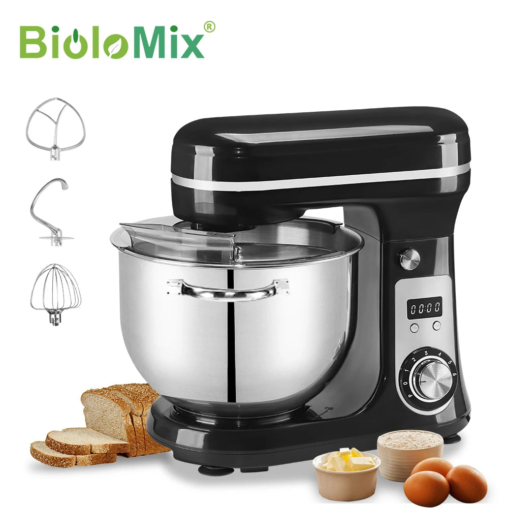 BioloMix 1200W Tilt Head Stand Mixer Dough Hook And Whisk