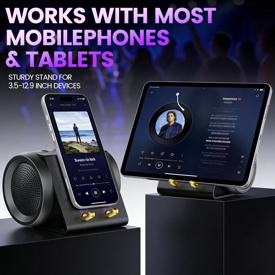 Wireless Induction Bluetooth Speaker With Phone Stand And Extended Playtime