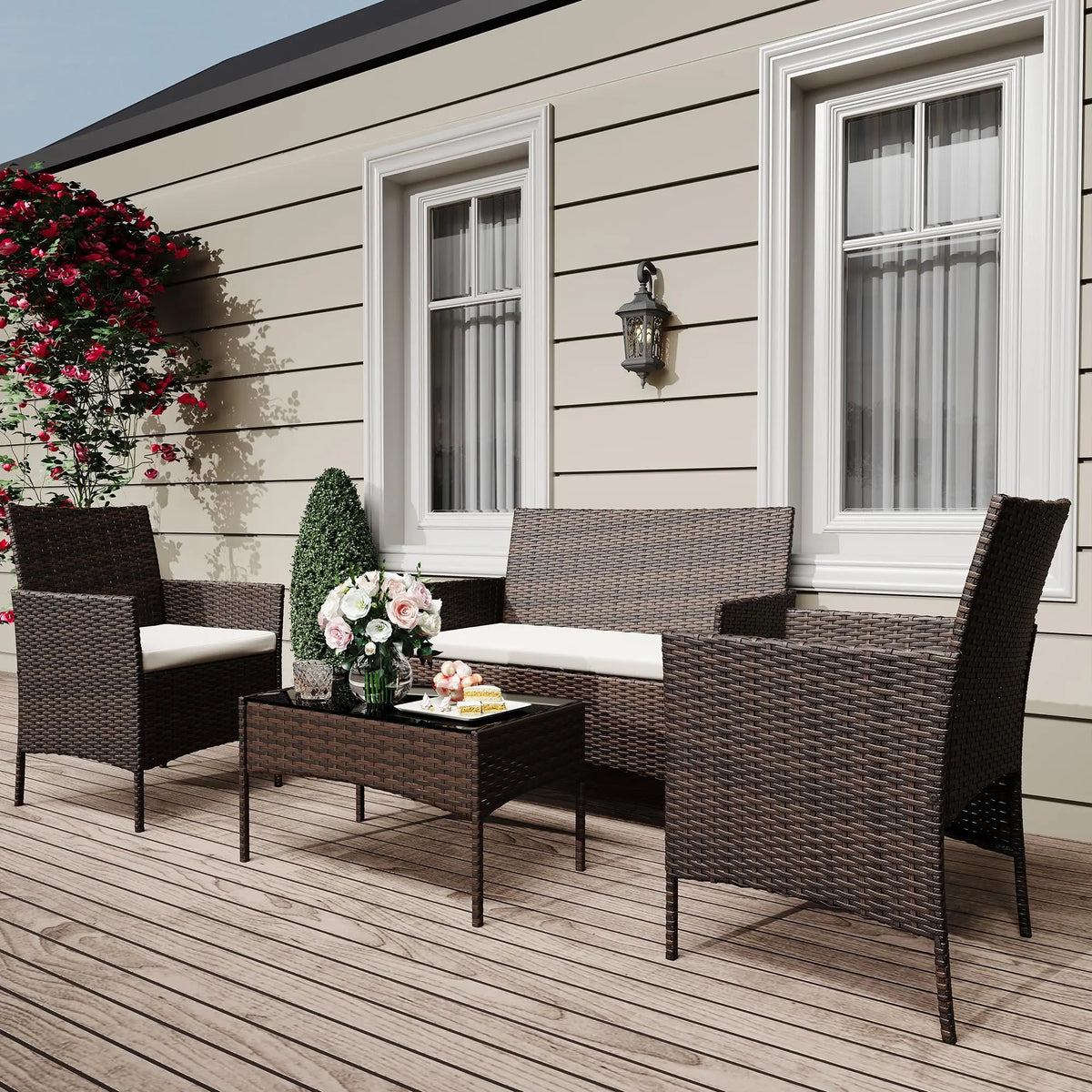 HiMISS Outdoor Rattan Patio Furniture Set With Cushions