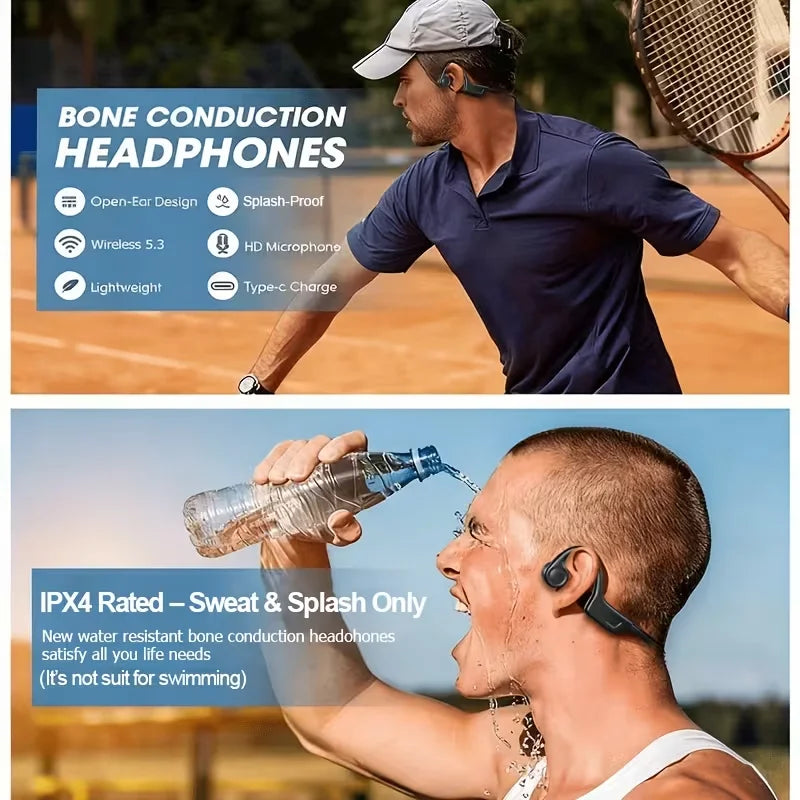 Open Ear Bone Conduction Wireless Sports Headphones With Microphone