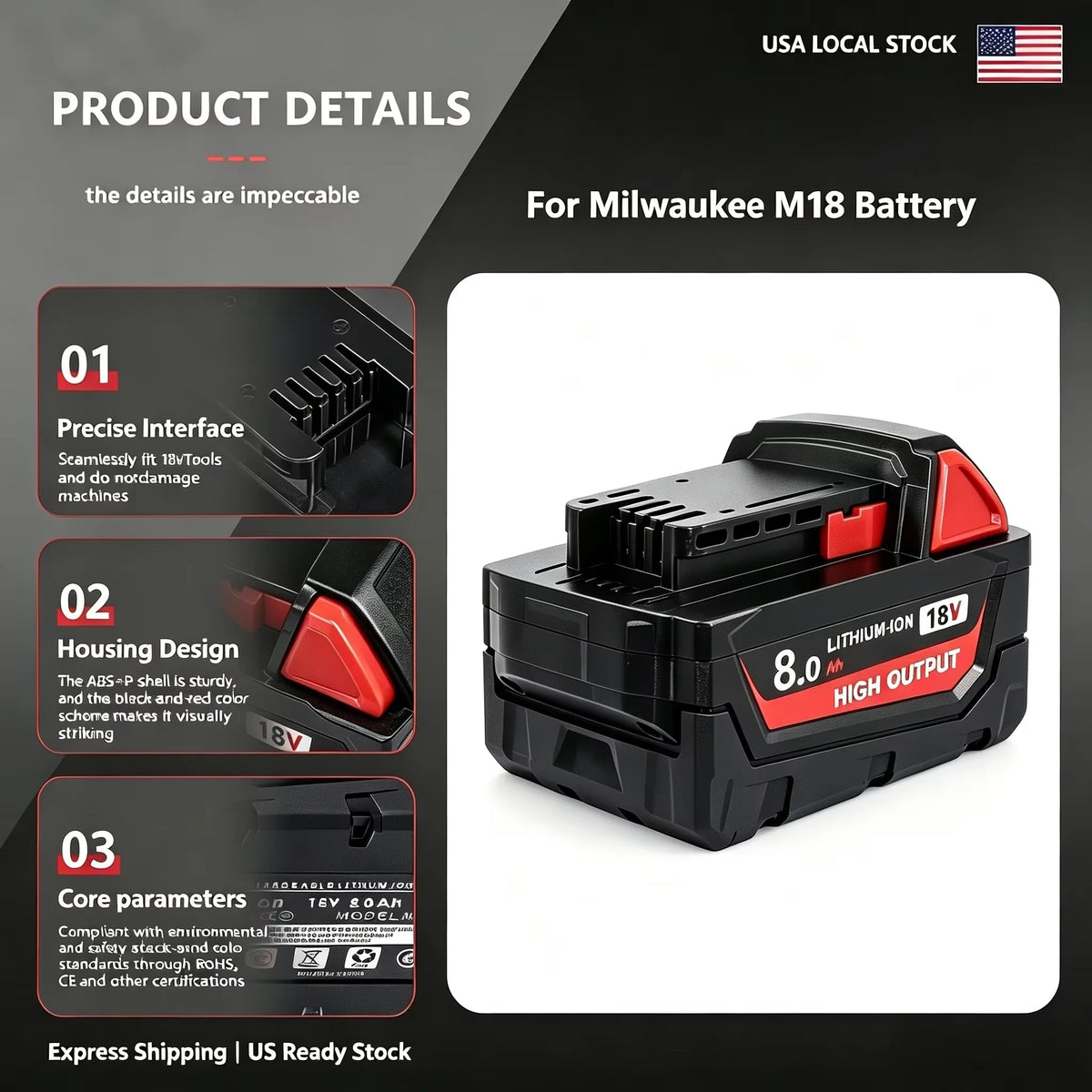 Milwaukee M18 Compatible Li-Ion Replacement Battery Pack For Power Tools