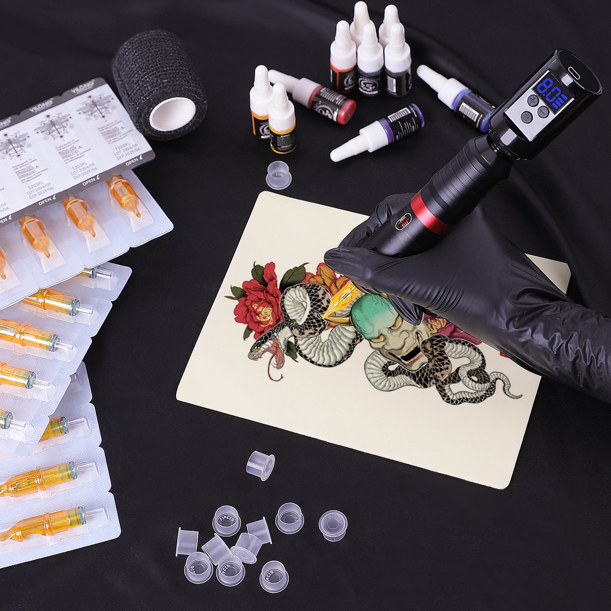 YILONG Wireless Rotary Tattoo Pen Machine Kit With Cartridge Needles