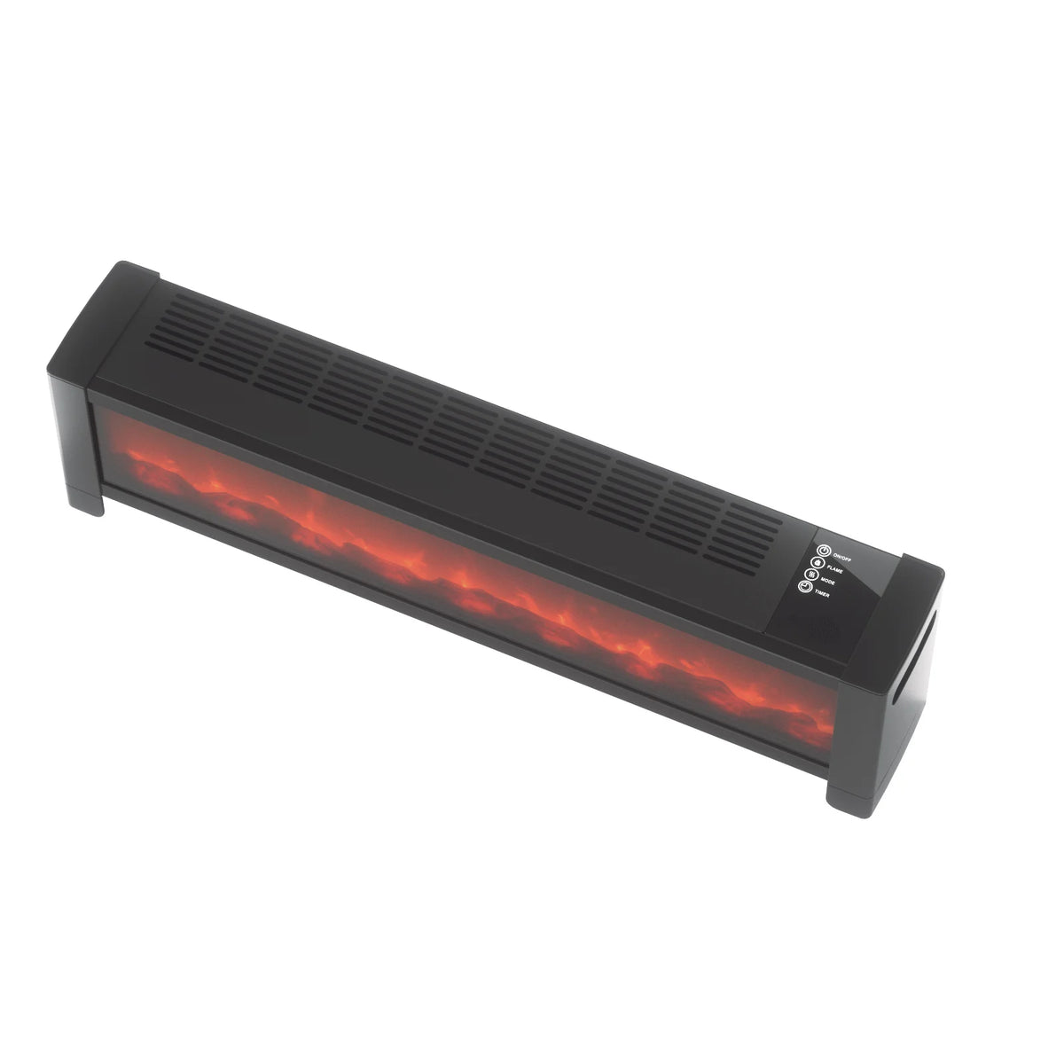 Electric Baseboard Fireplace Heater With Realistic LED Flame Effect Timer