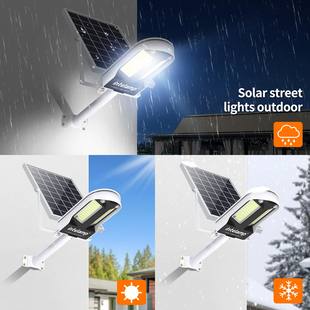 Intelamp Solar Motion Sensor Street Light for Outdoor Security