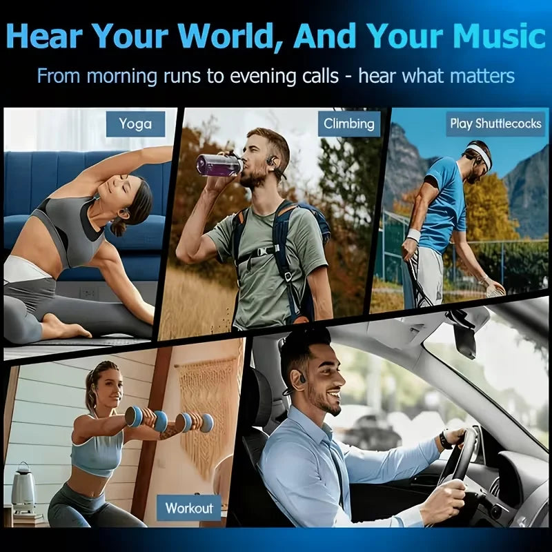 Open Ear Bone Conduction Wireless Sports Headphones With Microphone
