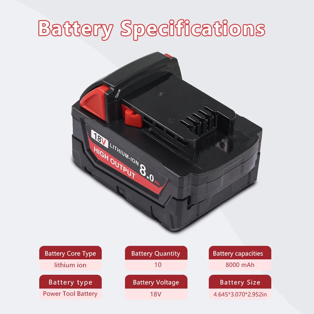 Milwaukee M18 Compatible Li-Ion Replacement Battery Pack For Power Tools