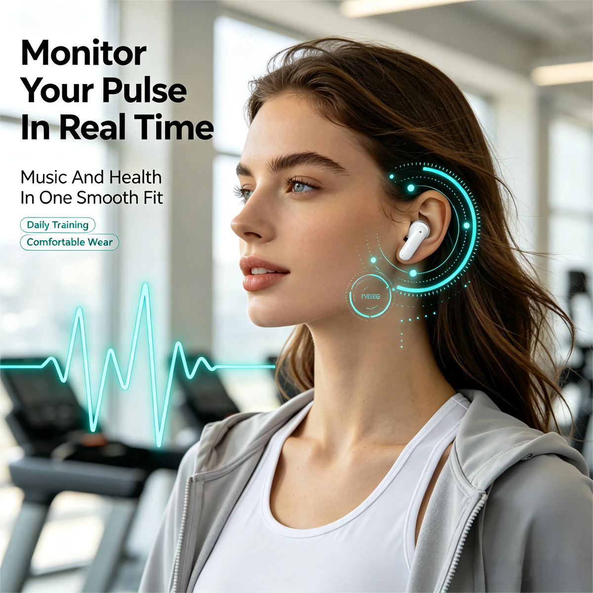 ZZLOVE Wireless Heart Rate Monitor Bluetooth Noise Cancelling Earbuds