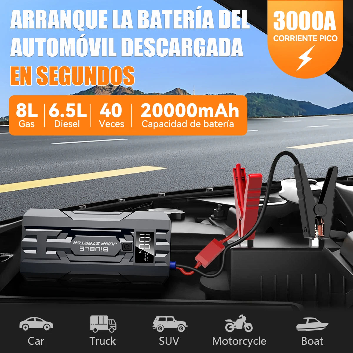 BIUBLE Portable Car Jump Starter With Smart Safety Cable