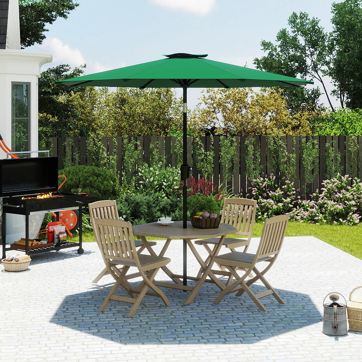 Patio Market Umbrella With Crank Lift Tilt And UV Protection