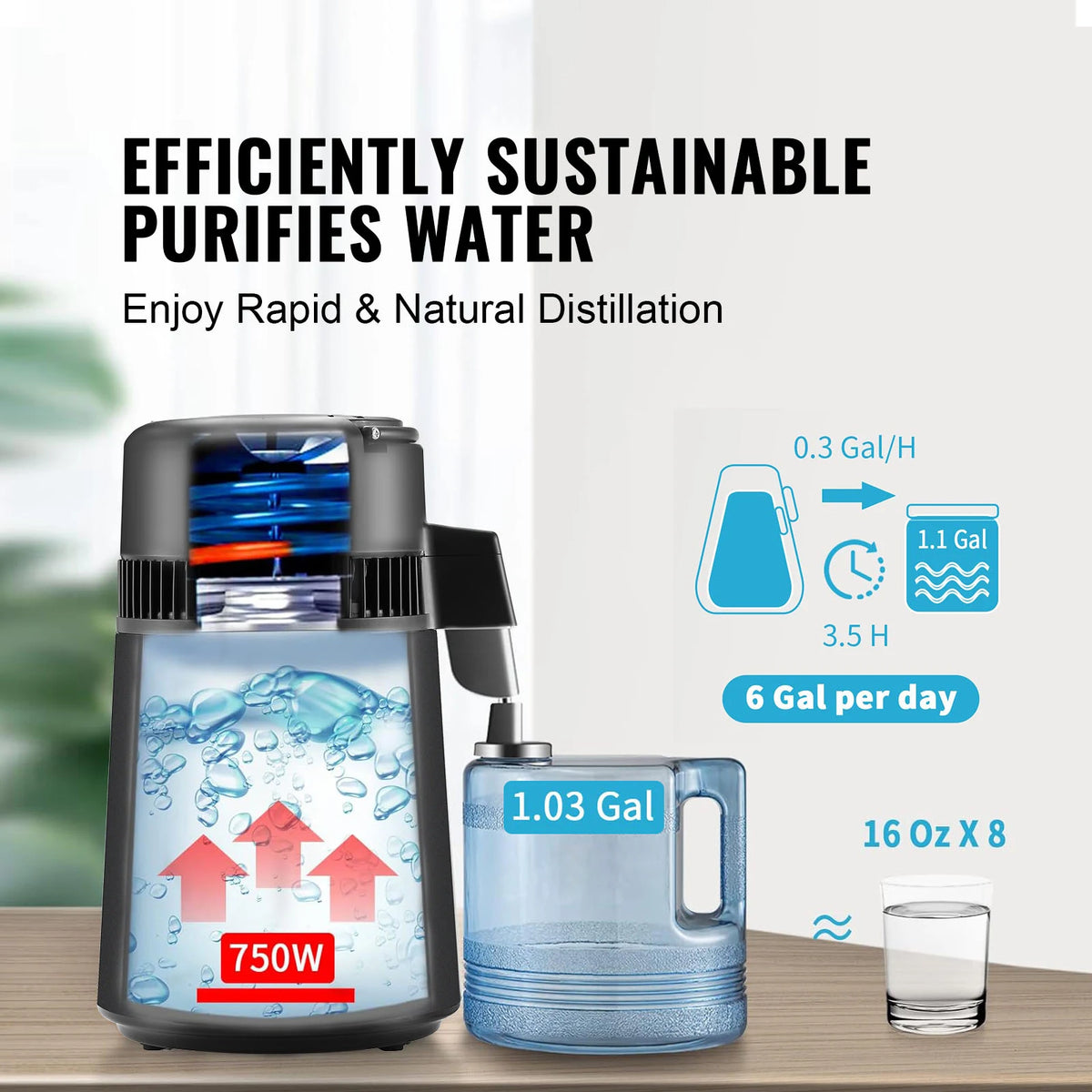 SucceBuy Countertop Water Distiller With Stainless Steel Interior