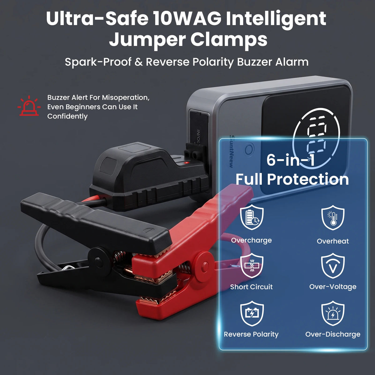 SuntNeew Jump Starter with LCD USB Charging and LED Light