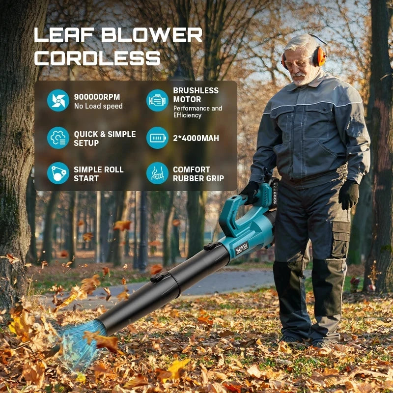 SeeSii Brushless Cordless Turbo Blower for Lawn Care and Debris