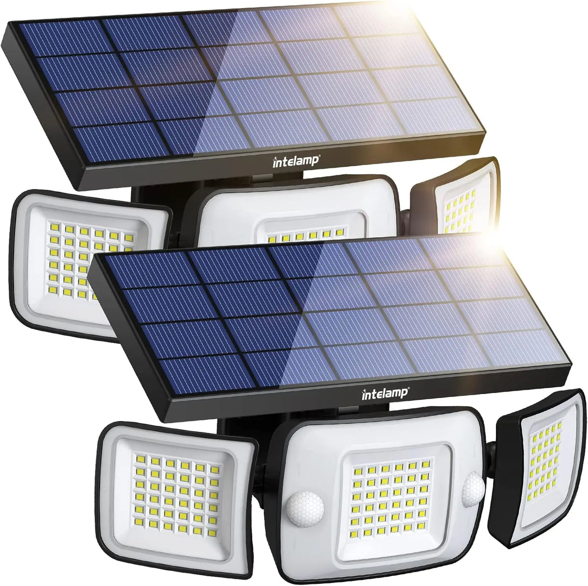 Intelamp Outdoor Solar Security Flood Light With Motion Sensors
