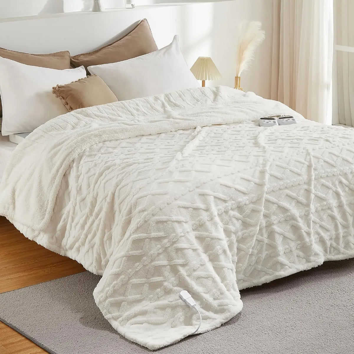 Garvee Heated Sherpa Throw Blanket With Adjustable Heat Settings