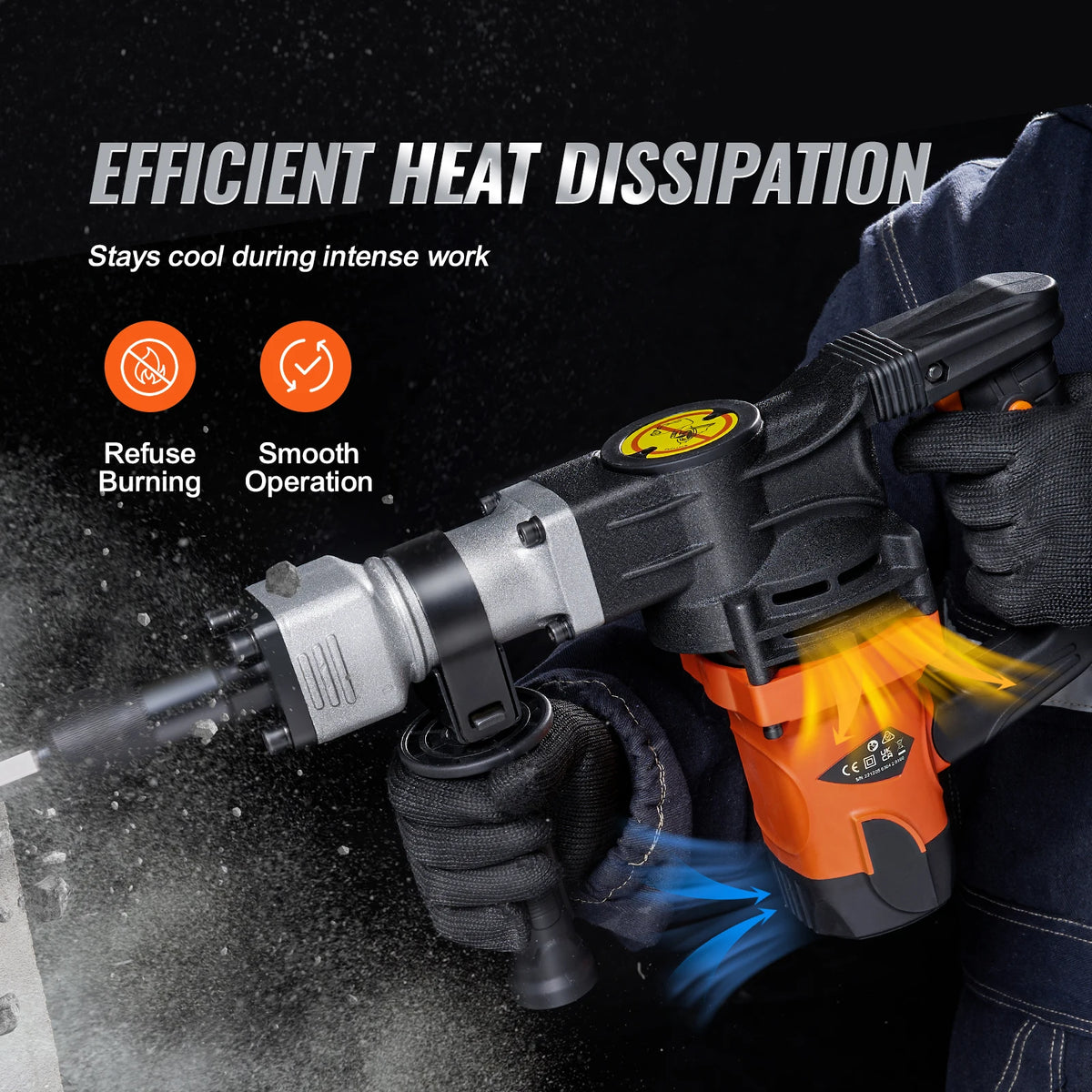 SucceBuy 1400W Electric Demolition Jack Hammer With Chisels Bits